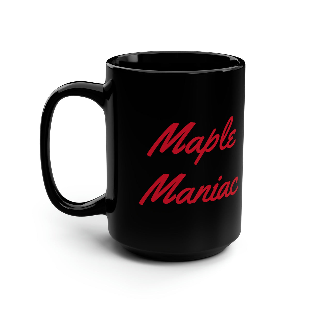 Maple Maniac Black Mug, 15oz - Maple Ridge Nursery